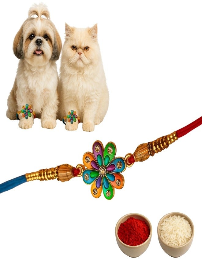 Western Era Stylish Pet Rakhi for Dog & Cat | Roli Chawal | Handcrafted Raksha Bandhan Gift for Your Furry Brother | Love, Tradition & Bonding | Designer Rakhi | Celebrate Pawsome Love (Style 32) - Image 1